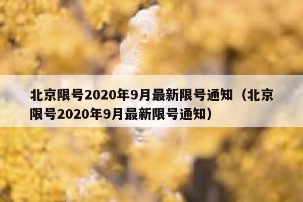北京限号2020年9月最新限号通知（北京限号2020年9月最新限号通知） 第1张