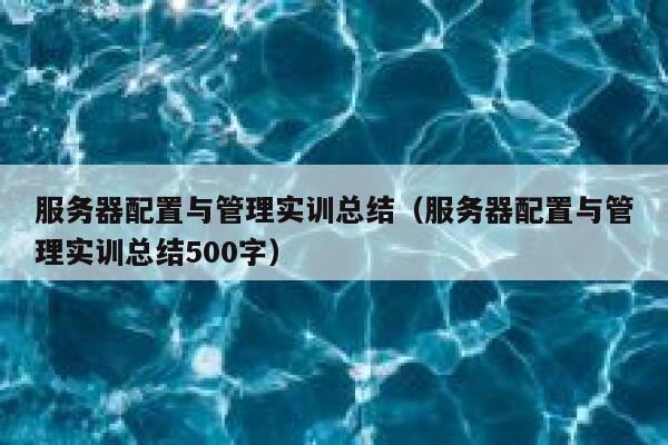 服务器配置与管理实训总结（服务器配置与管理实训总结500字） 第1张