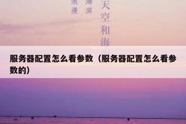 服务器配置怎么看参数（服务器配置怎么看参数的） 第1张