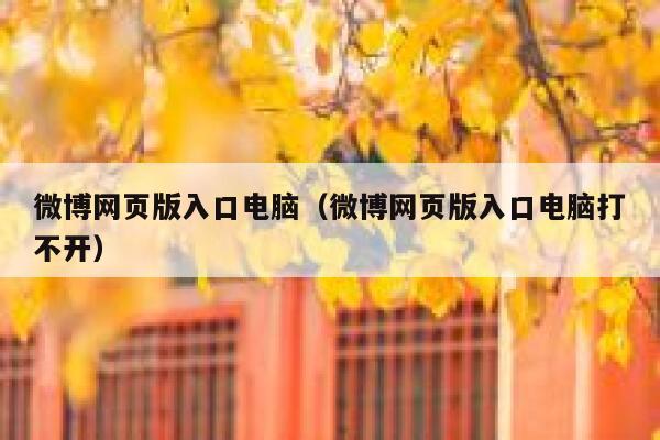 微博网页版入口电脑（微博网页版入口电脑打不开） 第1张