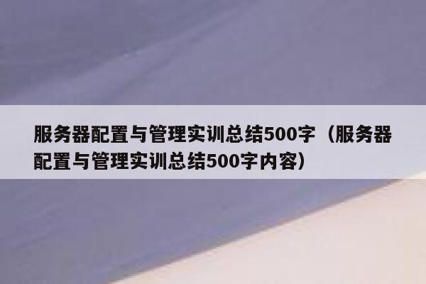服务器配置与管理实训总结500字（服务器配置与管理实训总结500字内容） 第1张