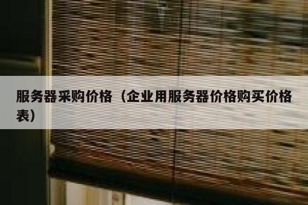 服务器采购价格（企业用服务器价格购买价格表） 第1张