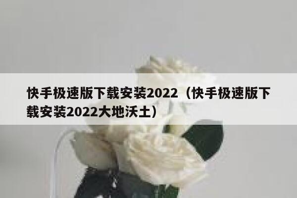 快手极速版下载安装2022（快手极速版下载安装2022大地沃土） 第1张