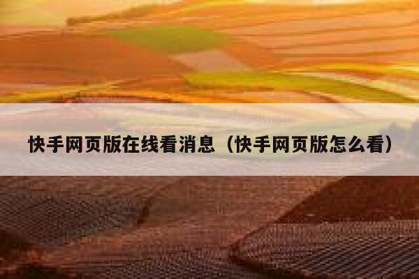 快手网页版在线看消息（快手网页版怎么看） 第1张