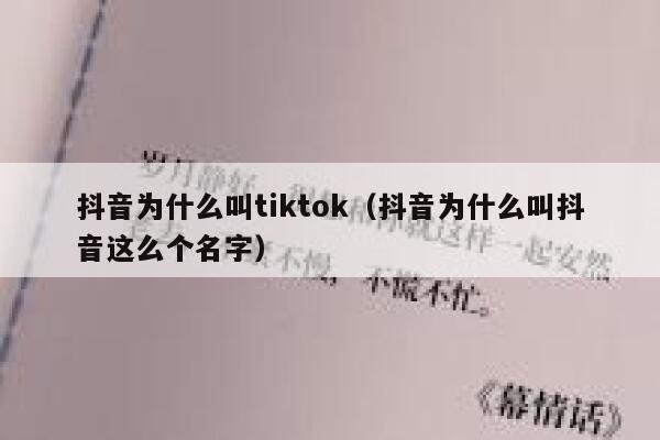 抖音为什么叫tiktok（抖音为什么叫抖音这么个名字） 第1张