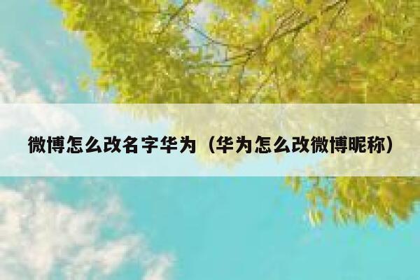 微博怎么改名字华为（华为怎么改微博昵称） 第1张