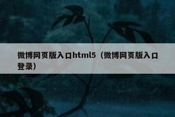 微博网页版入口html5（微博网页版入口登录） 第1张