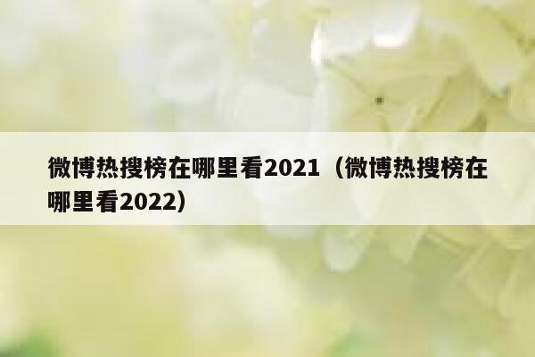微博热搜榜在哪里看2021（微博热搜榜在哪里看2022） 第1张