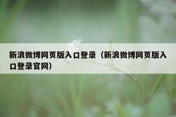 新浪微博网页版入口登录（新浪微博网页版入口登录官网） 第1张