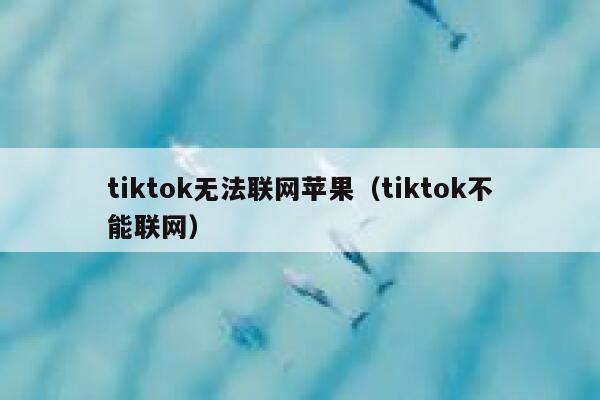 tiktok无法联网苹果（tiktok不能联网） 第1张