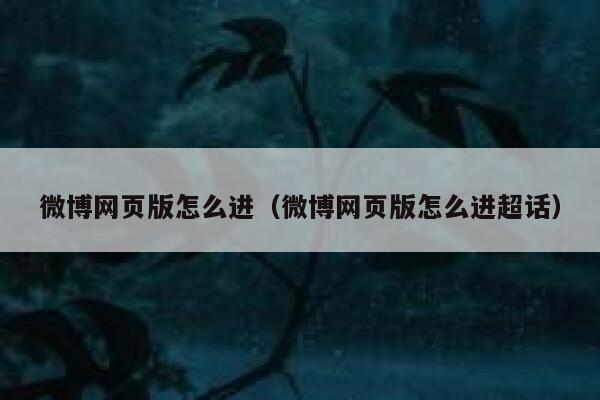 微博网页版怎么进（微博网页版怎么进超话） 第1张