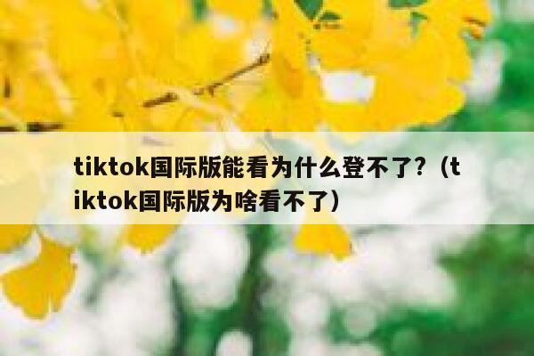 tiktok国际版能看为什么登不了?（tiktok国际版为啥看不了） 第1张