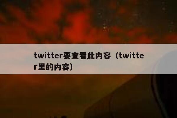 twitter要查看此内容（twitter里的内容） 第1张