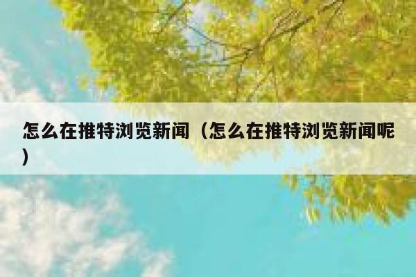 怎么在推特浏览新闻（怎么在推特浏览新闻呢） 第1张