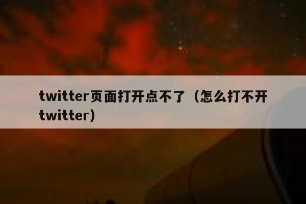 twitter页面打开点不了（怎么打不开twitter） 第1张