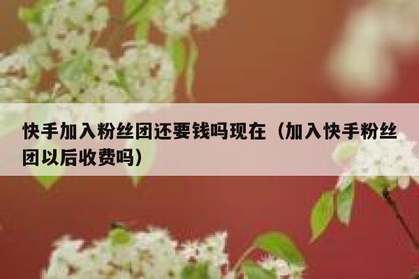 快手加入粉丝团还要钱吗现在（加入快手粉丝团以后收费吗） 第1张