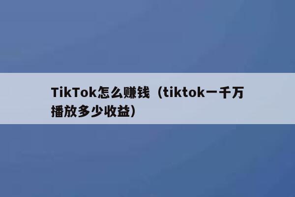 TikTok怎么赚钱（tiktok一千万播放多少收益） 第1张