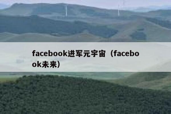 facebook进军元宇宙（facebook未来） 第1张