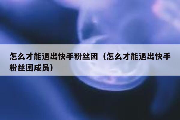 怎么才能退出快手粉丝团（怎么才能退出快手粉丝团成员） 第1张