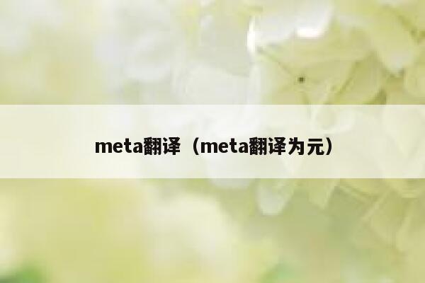 meta翻译(meta翻译为元) 第1张 meta翻译(meta翻译为元) 第1张