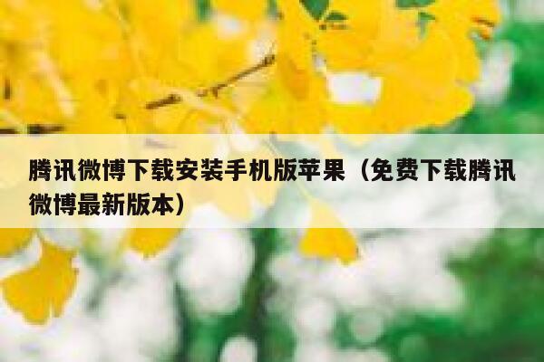 腾讯微博下载安装手机版苹果（免费下载腾讯微博最新版本） 第1张