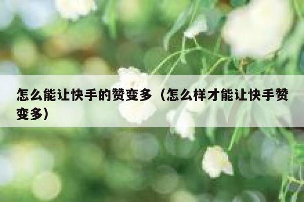 怎么能让快手的赞变多(怎么样才能让快手赞变多) 第1张 怎么能让快手的赞变多(怎么样才能让快手赞变多) 第1张