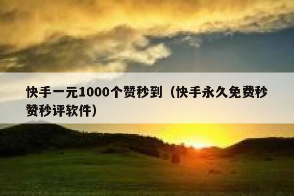 快手一元1000个赞秒到(快手永久免费秒赞秒评软件) 第1张 快手一元1000个赞秒到(快手永久免费秒赞秒评软件) 第1张