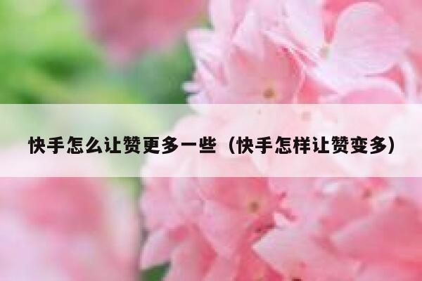 快手怎么让赞更多一些（快手怎样让赞变多） 第1张