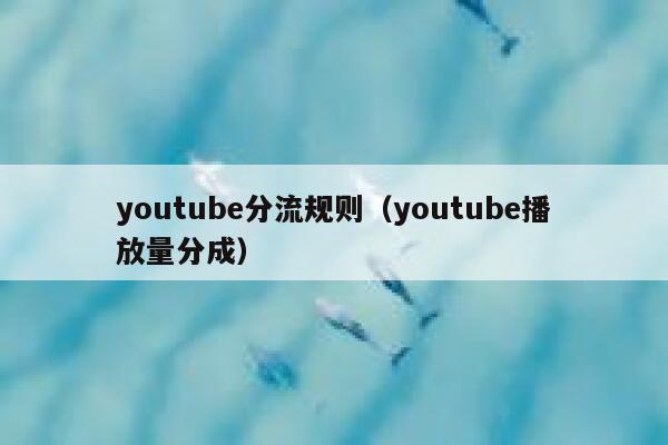 youtube分流规则（youtube播放量分成） 第1张