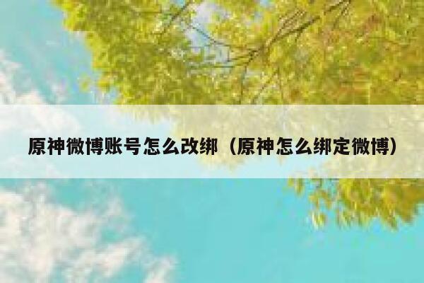 原神微博账号怎么改绑（原神怎么绑定微博） 第1张