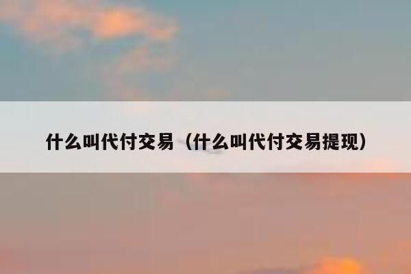 什么叫代付交易（什么叫代付交易提现） 第1张