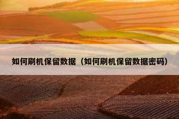 如何刷机保留数据（如何刷机保留数据密码） 第1张