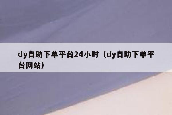 dy自助下单平台24小时（dy自助下单平台网站） 第1张