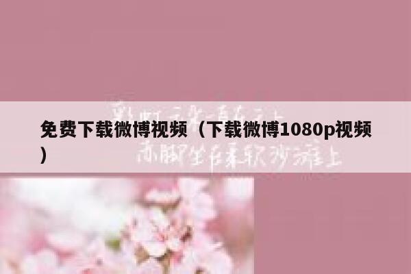 免费下载微博视频（下载微博1080p视频） 第1张