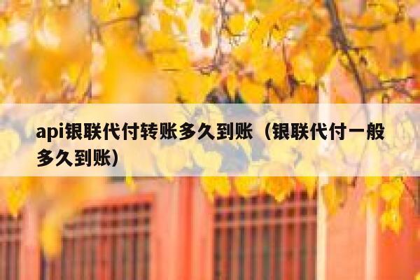api银联代付转账多久到账（银联代付一般多久到账） 第1张