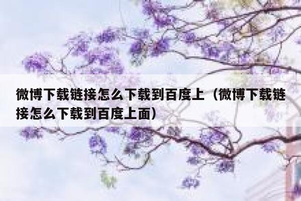 微博下载链接怎么下载到百度上（微博下载链接怎么下载到百度上面） 第1张