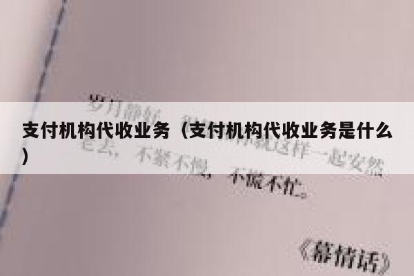支付机构代收业务（支付机构代收业务是什么） 第1张