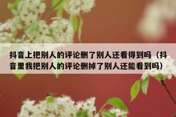 抖音上把别人的评论删了别人还看得到吗（抖音里我把别人的评论删掉了别人还能看到吗） 第1张