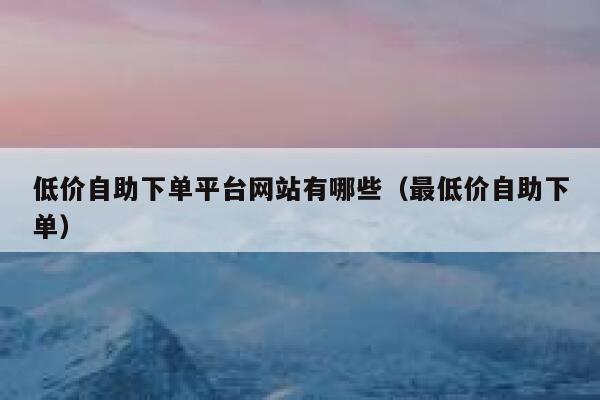 低价自助下单平台网站有哪些（最低价自助下单） 第1张