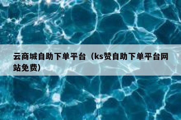 云商城自助下单平台（ks赞自助下单平台网站免费） 第1张