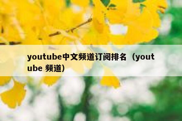 youtube中文频道订阅排名（youtube 频道） 第1张