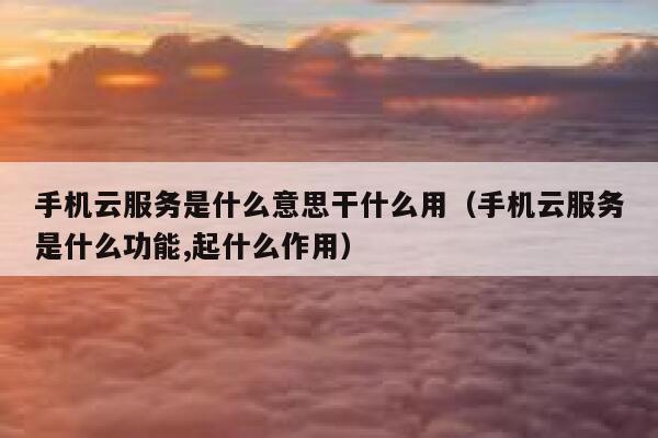手机云服务是什么意思干什么用（手机云服务是什么功能,起什么作用） 第1张