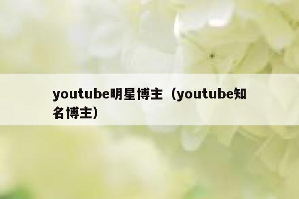 youtube明星博主（youtube知名博主） 第1张