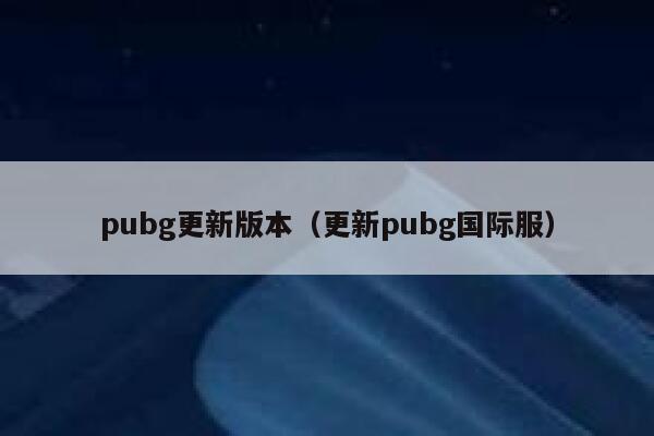 pubg更新版本（更新pubg国际服） 第1张