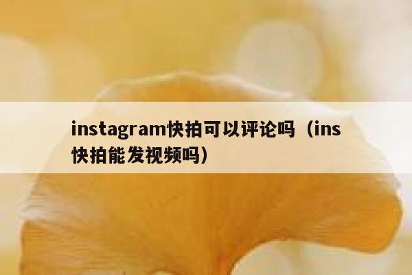 instagram快拍可以评论吗（ins快拍能发视频吗） 第1张