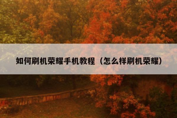 如何刷机荣耀手机教程（怎么样刷机荣耀） 第1张
