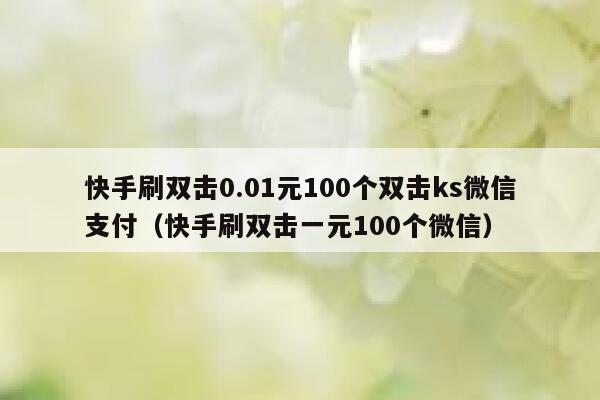 快手刷双击0.01元100个双击ks微信支付（快手刷双击一元100个微信） 第1张