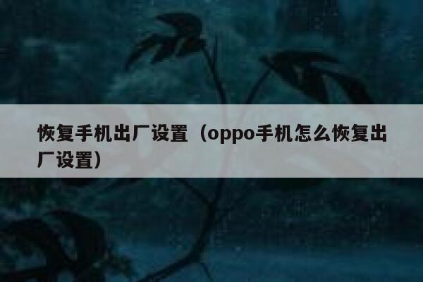 恢复手机出厂设置（oppo手机怎么恢复出厂设置） 第1张