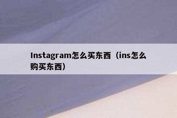 Instagram怎么买东西（ins怎么购买东西） 第1张