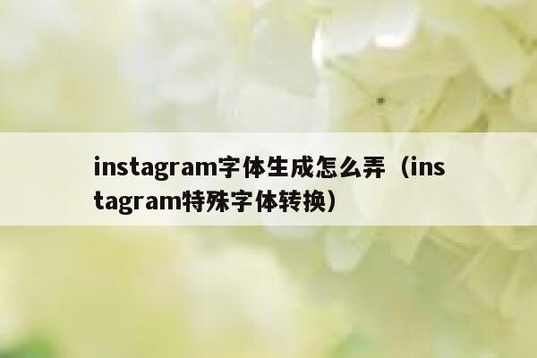 instagram字体生成怎么弄（instagram特殊字体转换） 第1张